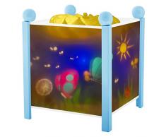 TROUSSELIER - Les Papillons - Veilleuse - Lanterne Magique -Idéal Cadeau de Naissance - Dessin animé - Point de Lumière rassurant - Couleur Bois Bleu - Ampoule 12V 10W inclue - Prise Electrique UK