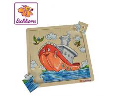 Eichhorn 100005404 – Jeu de tampons de marquage : Pelleteuse, oursons, Avion, Bateau, Dauphin, Lion, Pas de sélection Possible, Livraison 1 pièce, 100 % Bois de Tilleul certifié FSC