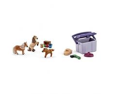 Schleich - 41432 - Famille de Minishetlands & 42283 - Accessoire pour Figurine - Kit de Soin