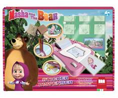 Multiprint- Coffret Sticker Machine avec 7 Tampons Masha Et Michka Autocollant Mural Adhésif, 8906