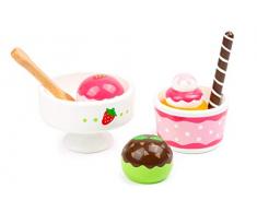 Small Foot-11481 Set Venezia, Deux Coupes à Glace en Bois Verni à la Main avec lamour du détail pour la Cuisine Jouets, 11481, Multicolore