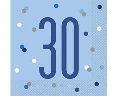 Unique Party- Serviettes de table en papier, 83557, Bleu/argenté