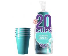 Pack de x20 Original Turquoise Cups Officiels | Gobelets Américains 53cl Turquoises | Beer Pong Qualité Premium | Gobelets Plastique Réutilisables | Lavables Main ou Lave-Vaisselle | OriginalCup®