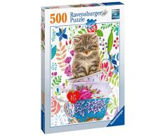 Ravensburger- Puzzle 500 pièces Chaton dans Une Tasse Adulte, 4005556150373