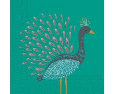Procos 90587 Lot de 20 Serviettes de Table Motif Paon Vert
