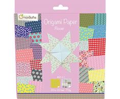 Avenue Mandarine 52507O - Un paquet de 60 feuilles Origami 20x20 cm 70G (30 motifs x 2 feuilles) et une planche de stickers incluse, Flowers