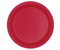 Unique Party - 3125 - Paquet de 8 Assiettes en Carton - 21,9 cm - Rouge