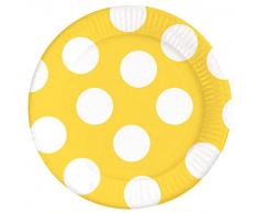 Braun & Company 3704-0001 Big Point Lot de 10 Assiettes de fête Jaune/Blanc