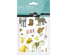 Maildor AE019O - Un sachet de gommettes Mimi Stick 4 planches 10,5x16cm, Chevaux (80 stickers)