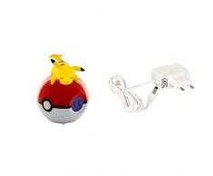 Pokemon Radio Réveil Pikachu, 811354 & Teknofun- Adaptateur Secteur UE, 811504, Blanc