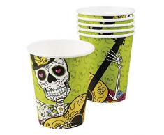 Dia de los muertos Assiettes en carton avec motif squelette Verres vert