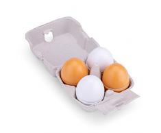New Classic Toys Jeu Dimitation Cuisine Oeufs en Bois-4 pièces, 10600