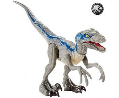 Jurassic World Figurine Dinosaure Articulé Vélociraptor Bleu Attaque Sauvage, Jouet pour Enfant, Gcr55