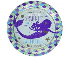 Amscan International 541975 Amscan Lot de 8 Assiettes en Papier Motif sirène 17,8 cm