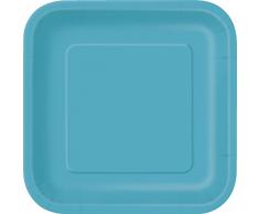 Unique Party - 32113 - Paquet de 14 Assiettes en Carton - 23 cm - Turquoise