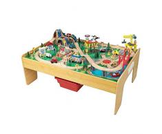 KidKraft 18025 Adventure Town Ensemble classique chemin de fer & table en bois pour enfant Kit de 120 accessoires inclus - Avec EZ Kraft Assembly™