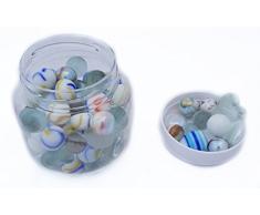 MaRécréation- Bocal de Billes en Verre, MR-5G4D-THUN, Blanc