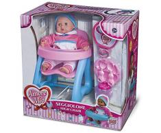 Grandi Giochi- GG71192, Amore Mio Poupée avec Chaise Haute et Accessoires, Multicolore
