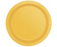 Unique Party - 31843 - Paquet de 16 Assiettes en Carton - 21,9 cm - Jaune