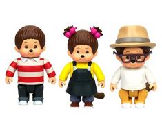 Monchhichi - Set de 3 figurines Articulée Kauri-Saule-Hanae - 7,5 cm - Jouet Maternelle