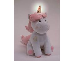 Jemini 023755 Licorne Peluche +/-24 cm Musicale et Lumineuse, Blanc Rose