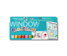 PLAYCOLOR - WINDOW ONE - Stick de peinture gouache solide 10 g pour dessiner sur vos fenêtres, baies vitrées ou toutes autres surfaces en verre, céramique ou miroir - 12 couleurs assorties
