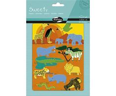 Maildor AE131O - Un sachet de gommettes Sweety comprenant une planche décor 21x14,8 cm et 28 stickers en feutrine, Savane