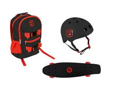 Funbee- Mochila Junior + Casco Bol + monoptin 22íí ñ niño Skateboard, OFUN442-G-19, Noir