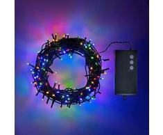 Shatchi 51016-OUTDOOR-LIGHTS-100-MC-1CS Guirlande lumineuse étanche à piles pour intérieur et extérieur 8 modes changeants/minuterie/Noël/fête de mariage danniversaire Multicolore