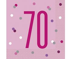 Unique Party- Serviettes de Table en Papier, 83573, Rose/argenté