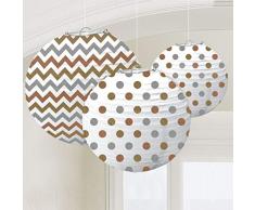 Amscan International 247921 24 cm métaux Mixtes et de Points Chevron Lanterne Ronde