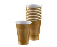 Amscan International 552287-19 Tasse en plastique Doré pailleté 355 ml
