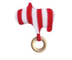 Manhattan Toy Hochet bébé en Maille avec Anneau de Dentition en Bois, 216340, Multicolore
