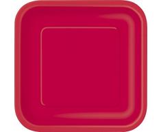 Unique Party - 31493 - Paquet de 14 Assiettes en Carton - 23 cm - Rouges