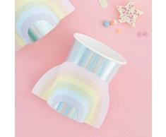 Ginger Ray Lot de 8 gobelets irisés en papier arc-en-ciel