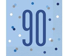 Unique Party- Serviettes de table en papier, 83563, Bleu/argenté