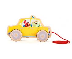 Small Foot- Rue Sesame Taxi Marque Bois, 100% certifié FSC, Jouet à Tirer pour Enfants à partir de 1 an, 10979, Multicolore
