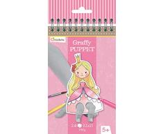 Avenue Mandarine GY008O - Un carnet à spirale Graffy Puppet 24 marionnettes à doigts pré-découpées à colorier 12x12 cm 250g (12 designs x2), Princes et princesses