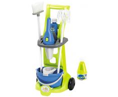 Jouets Ecoiffier - 1769 - Chariot de ménage pour enfants CleanHome avec balai espagnol, seau équipé d’une essoreuse, balai, aspirateur à main, produits ménagers - Dès 3 ans - Fabriqué en France