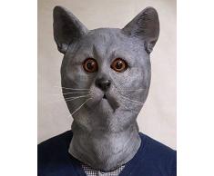 Le caoutchouc plantation TM 619219293532 Bleu russe en latex Masque de chat Gris Félin tigré Tom Animal Halloween accessoire de costume, adulte, taille unique