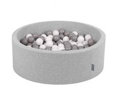 KiddyMoon 90X30cm/300 Balles ∅ 7Cm Piscine À Balles pour Bébé Rond Fabriqué en UE, Gris Clair: Blanc-Gris