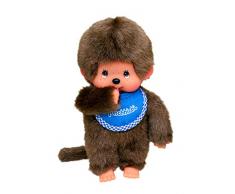 Bandai - Monchhichi - peluche - Garçon bavoir bleu 20 cm - 25504