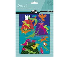 Maildor AE133O - Un sachet de gommettes Sweety comprenant une planche décor 21x14,8 cm et 28 stickers en feutrine, Animaux mythiques