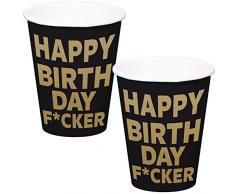 Lot de 8 gobelets pour fête danniversaire Inscription Happy Birthday F*CKER