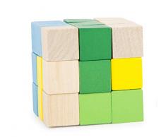 Small Foot Cube de Construction Bleu-Vert en Bois, certifié FSC 100%, défi dhabileté, Un Vrai accroche-Regard décoratif, entraînement du Cerveau pour Petits et Grands à partir de 5 Ans. Jouets, 11142, Multicolore