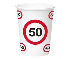 Folat Neu Tasse Panneau de signalisation 50, 350 ML, Lot de 8