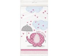 Unique Party - 41653 - Nappe en Plastique Baby Shower Éléphant - 213 cm x 137 cm - Rose