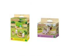 Sylvanian Families - 2637 - Mini-Poupée - Toilettes Lavabo Crèche & 4533 - Poussette Double - Poupées et Accessoires