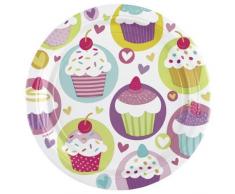Amscan - 997209 - 8 Assiettes Cupcake Diamètre - 23 cm