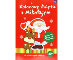 Interdruk Maa4ks Livre de coloriage A4 16 avec Stickers Winter Time (2 modèles : Le Bonhomme de Neige et Le père Noël), Multicolore